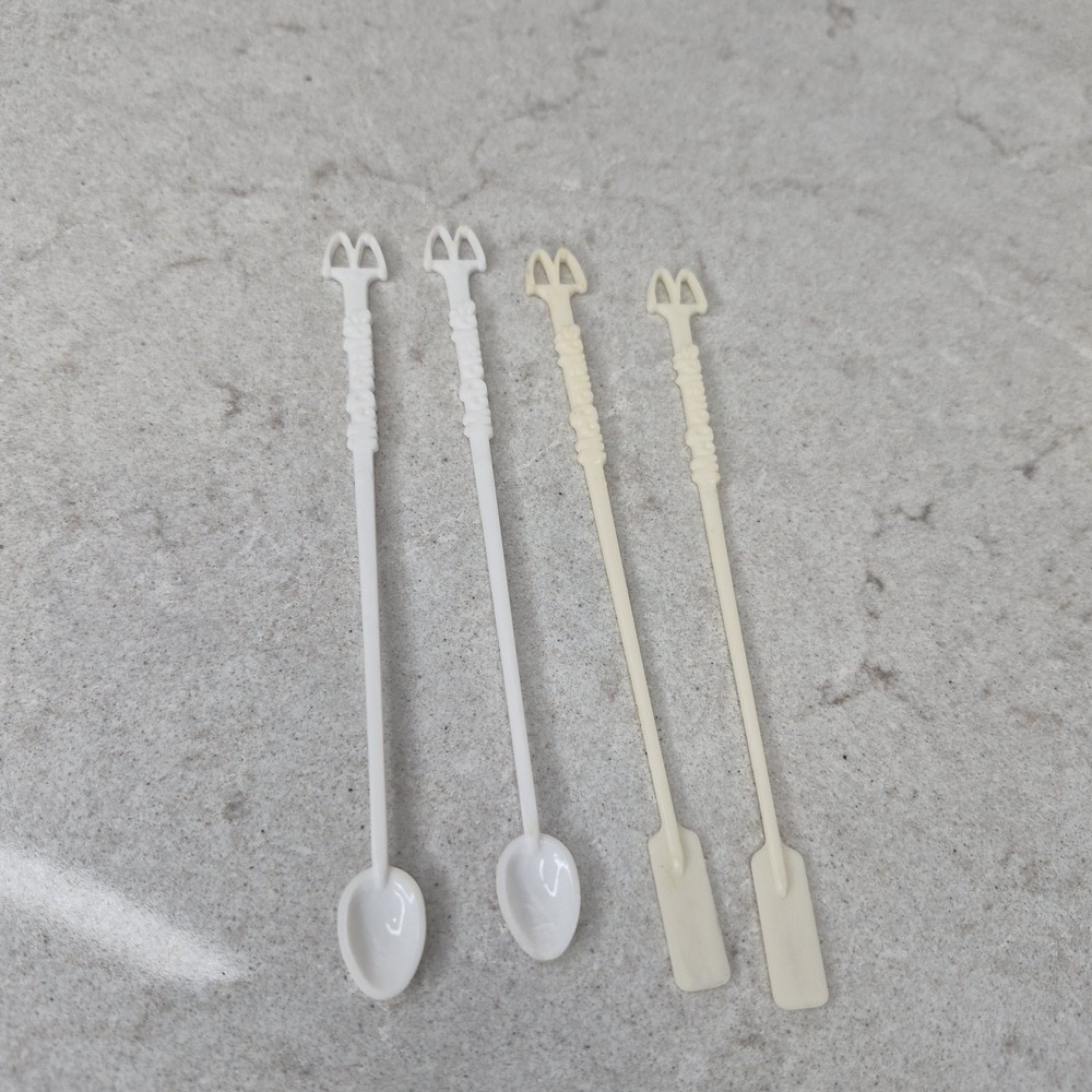 Vintage‎ Lot 4 McDonald's McSpoon Coffee Stir Spoon Stirrer Swizzles